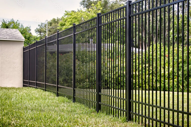 Black Aluminum Fence 4 Rails