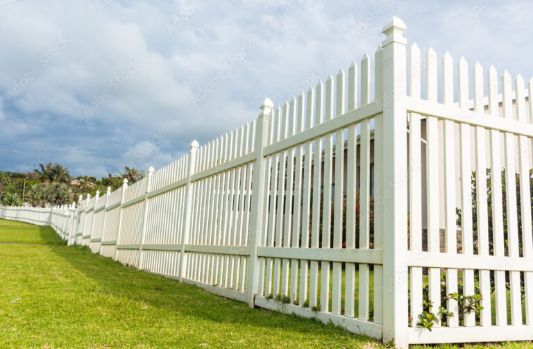 White Boundary Vertical Slat Fence Decor Landscape